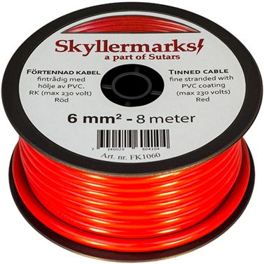 Minirulle Förtent PVC-kabel, Röd, 6 mm², 8m