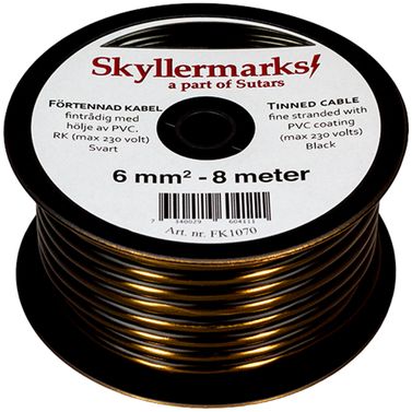 Skyllermarks Minirulle Fortinnet Kabel Svart 6 mm² 8 m