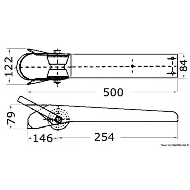Ankerrulle i satin SS 500 mm