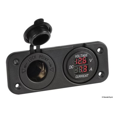 Digitalt voltmeter og amperemeter, 12 V-udtag