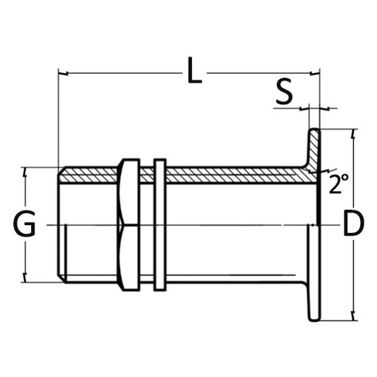 Plan gjenget bunnventil i gul messing 3/4"