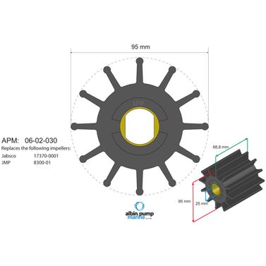 Albin Pump Marine Premium Impeller PN 06-02-030