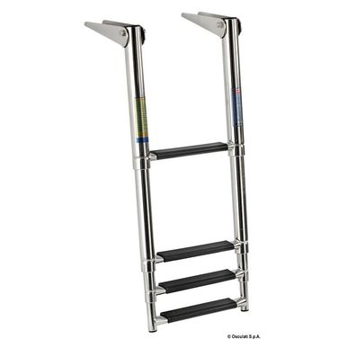 Teleskopisk standardstege AISI316 svart 4 steg