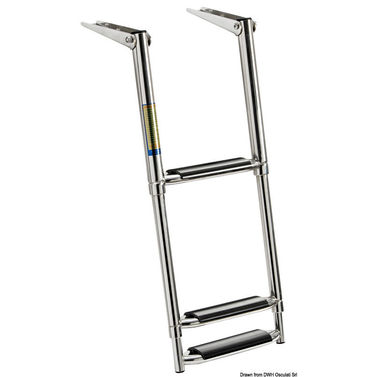 Teleskopisk stor stige AISI316 sort 3 trin