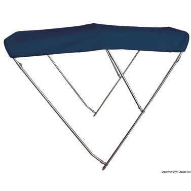 3-bågs bimini hög AISI316 Ø 25 mm 170/180 cm blå