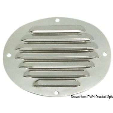 Jalousiventil, poleret SS, oval 116 x 128 mm