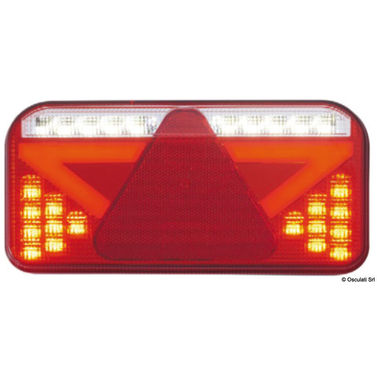 Venstre LED-baglygte med trekantet refleks, 6 funktioner