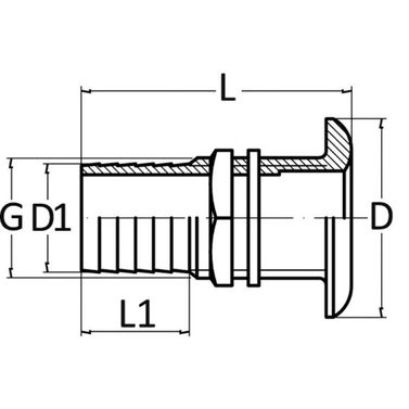 Bunnventil i gul messing med slangetilkobling 2" x 56 mm