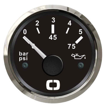 Oljetrykksindikator 0/5 bar svart/blank
