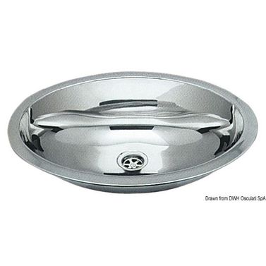 Oval diskho i rostfritt stål, spegelpolerad 510x390 mm