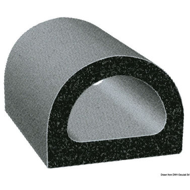 Itsekiinnittyvä musta EPDM-profiili 17.5x16.9 mm