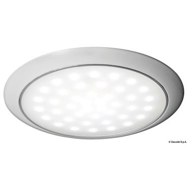 Ultraflad LED-lampe med hvid ringmøtrik 12/24 V 3 W