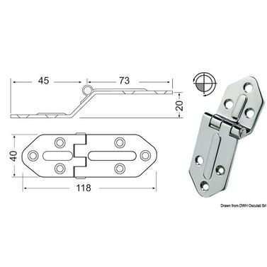 Standardgångjärn med tapp 118x40 mm