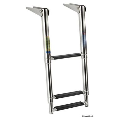 Teleskopisk standardstege AISI316 svart 3 steg