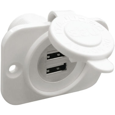 Dobbel USB-uttak hvit bakre mutter + panel