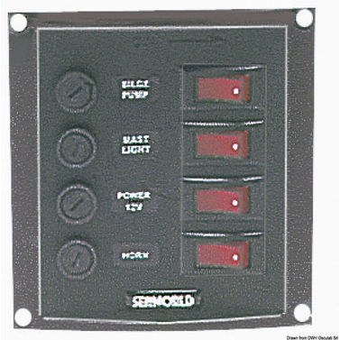 Vertikalt kontrollpanel med 4 brytere