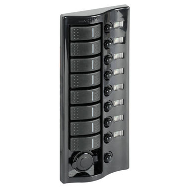Kontrollpanel med 9 innfelte vippebrytere pol.graphite