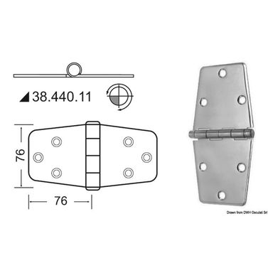 Gångjärn 2 mm standardtapp 152x76 mm