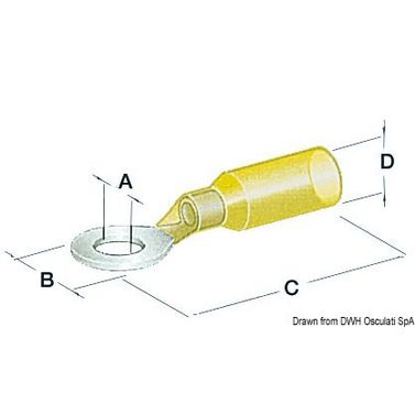 Esieristetty vesitiivis rengaskaapelikenkä 6.4 mm keltainen