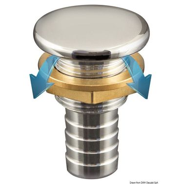 Full Flush bränsletankventilation i förkromad mässing, rak Ø 16mm