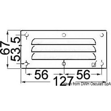 Lamellventil polert SS + myggnett 67x127 mm