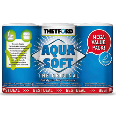 Aqua soft WC-paperi, 6 rullaa - Mega Value Pack - arvopakkaus