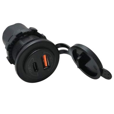 1852 USB-pistorasia IP65 12/24V USB-A & USB-C 1 m:n kaapelilla.