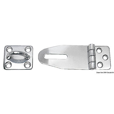 Raskaan käytön salpahaka ja vastarauta, peilikiillotettu ruostumaton teräs, 33 x 87 mm