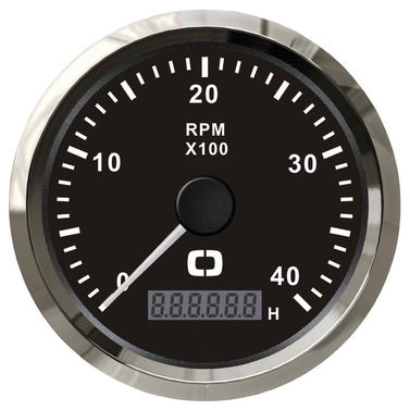Omdrejningstæller 0-4000 RPM sort/blank