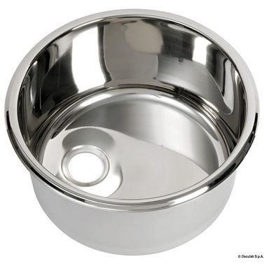 Rund vask i rustfritt stål, speilpolert, 330x180 mm