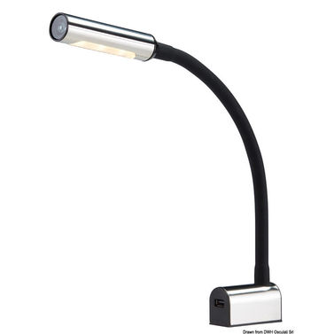 Leddet LED-læselampe SS + sort silikone