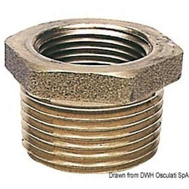 Messinkinen supistusliitin ulko-/sisäkierteellä 1"1/2 x 1/4"