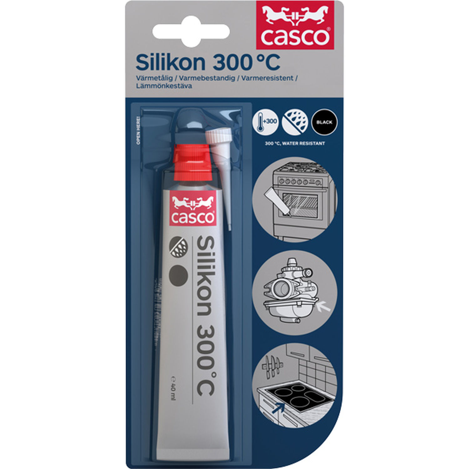 Casco Silikone 300°C Sort Flydende Pakning 40ml