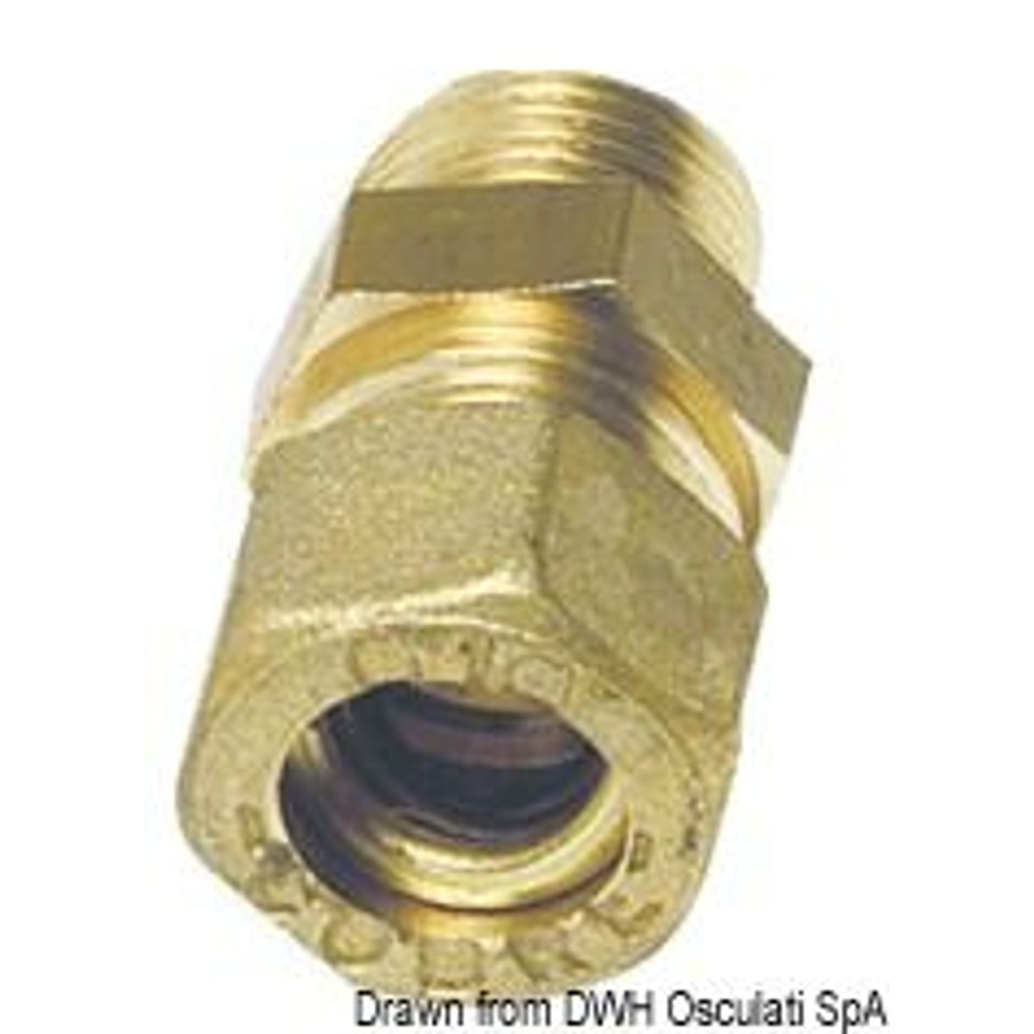 Lige kompressionskobling med udvendigt gevind i messing 10 mm x 3/8"