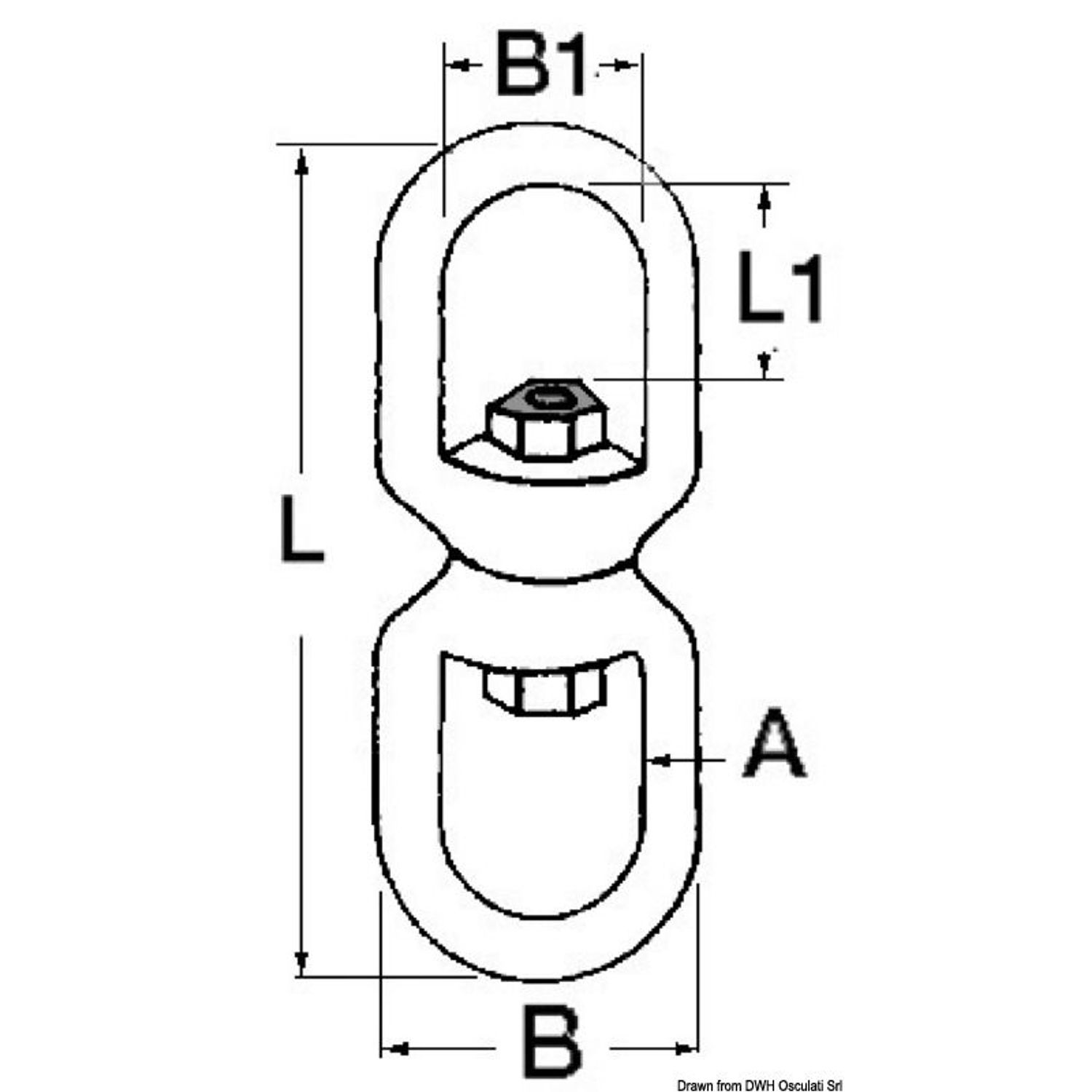 Leikari, kaksisilmäinen AISI 316 5 mm