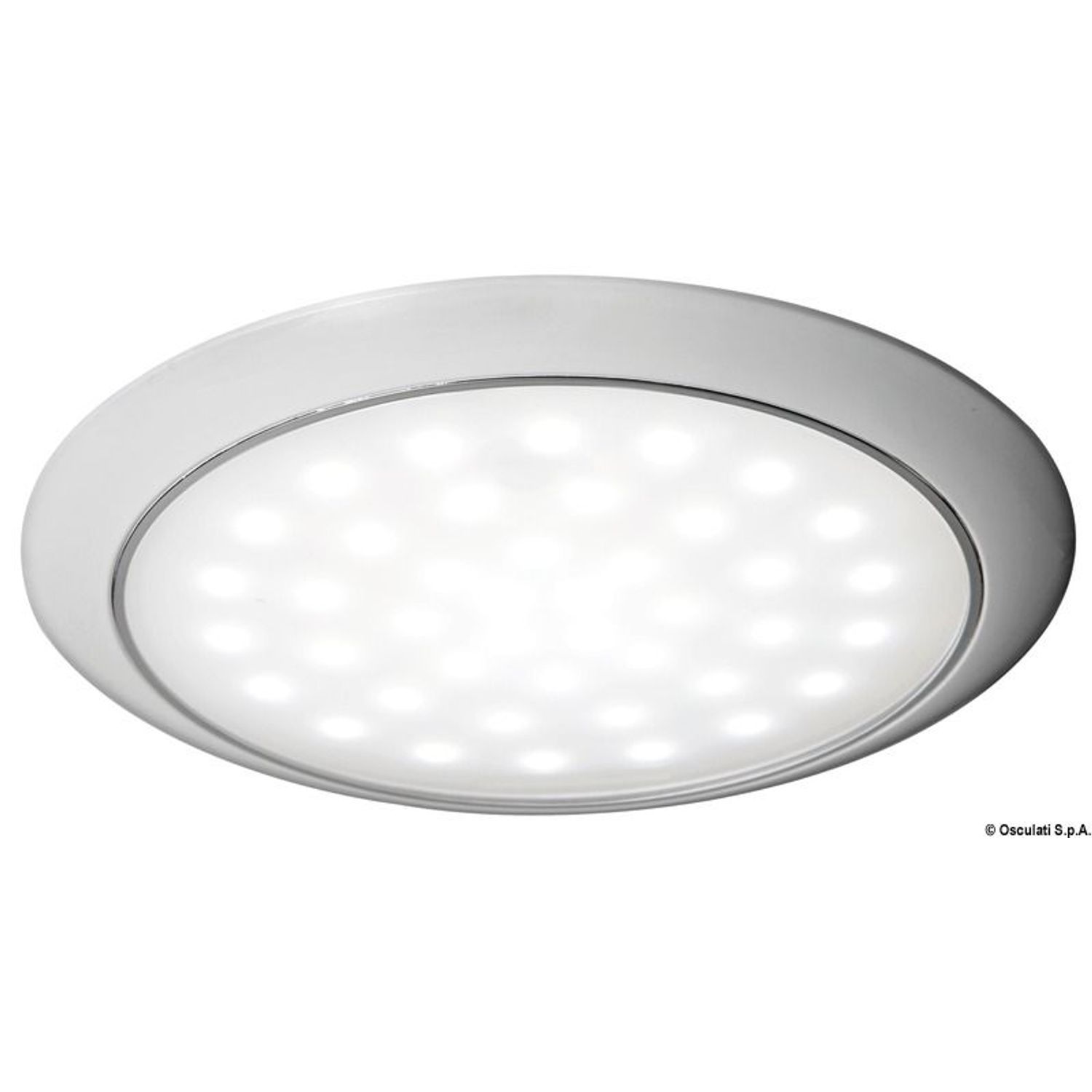 Ultraplatt LED-lampa med förkromad ringmutter 12/24 V 3 W