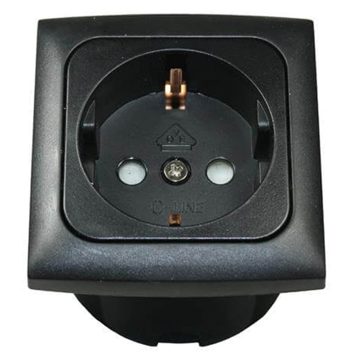 Indbygningsstik 220v komplet sort