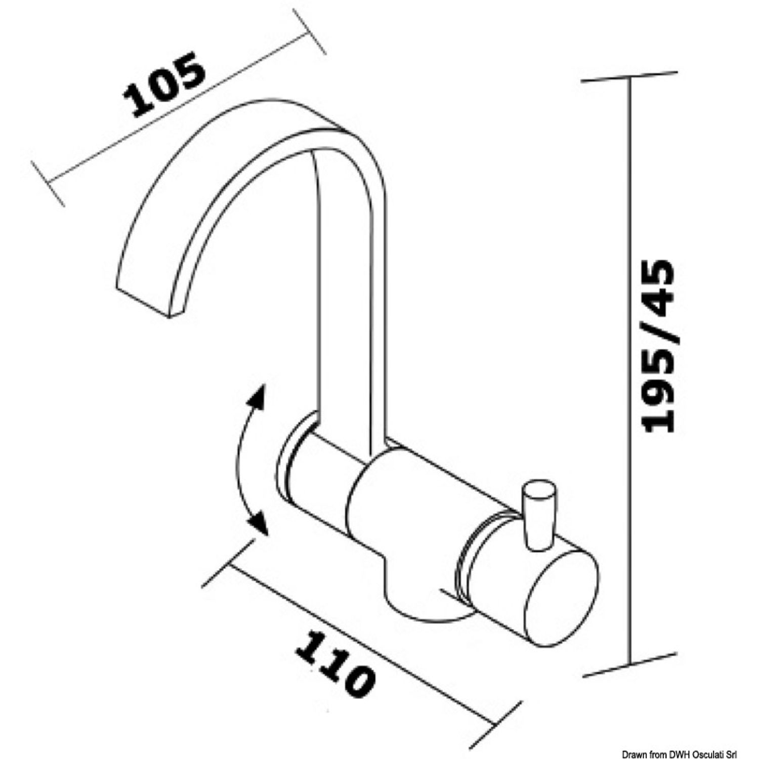 Blandebatteri Sammenleggbar for Kaldt-/varmt vann Svart