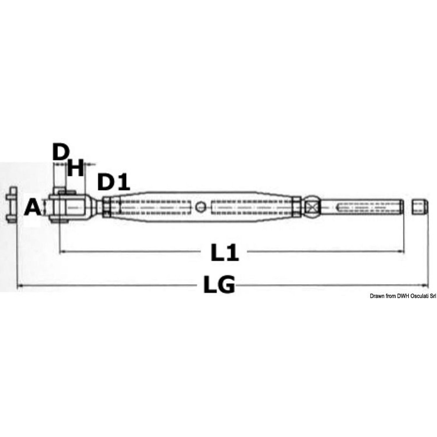 S.S vantskruv med fast gaffel 6 mm