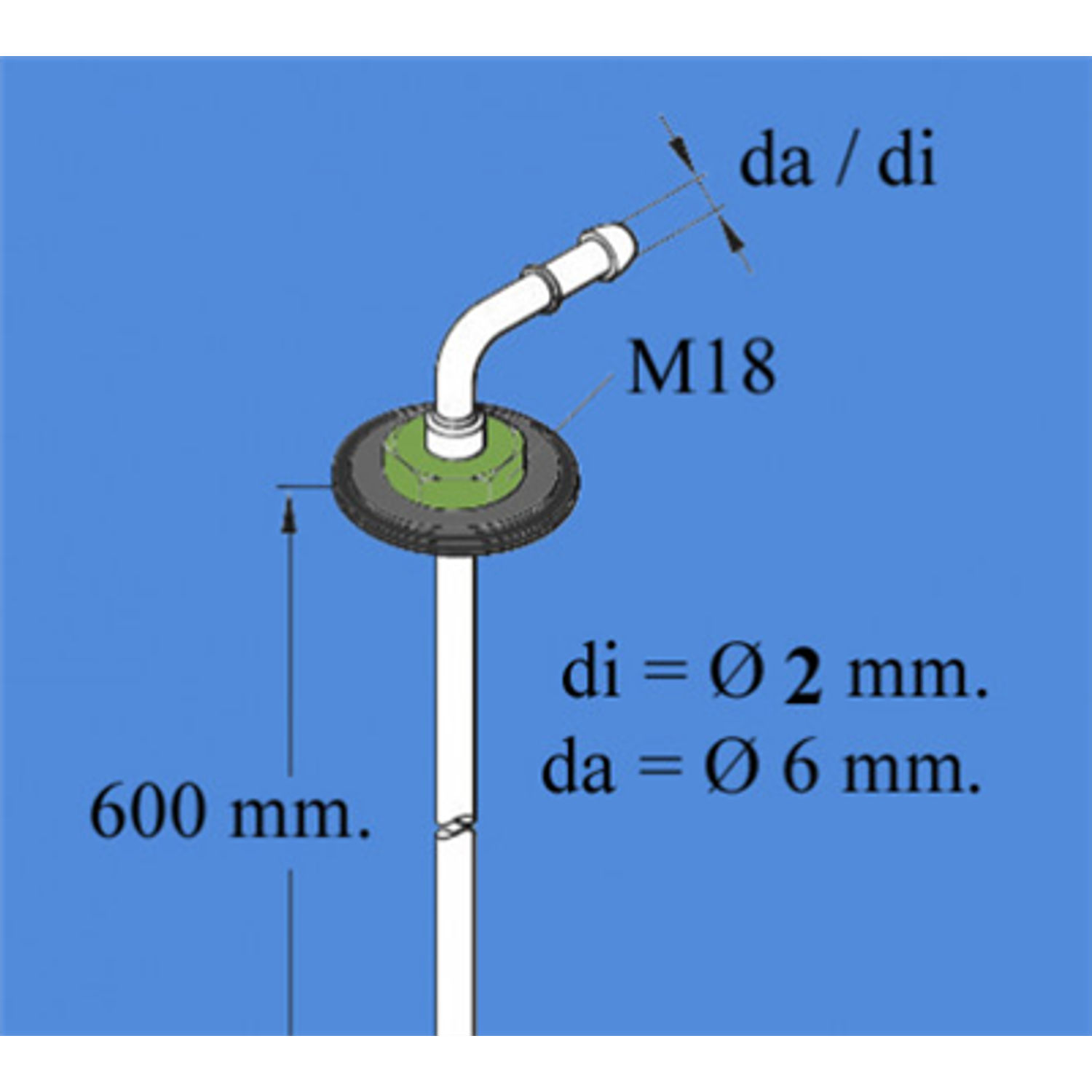 Tankutløp 2mm 600mm