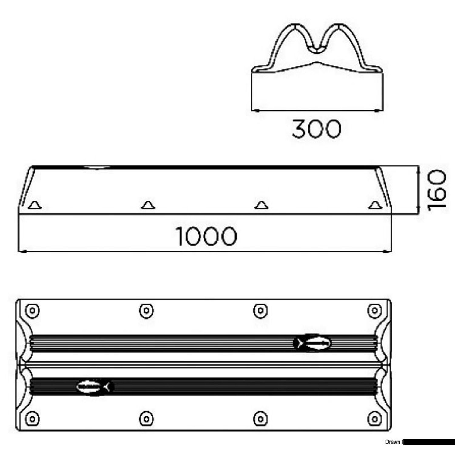 Laituri- ja paalufenderi 1000 mm sininen