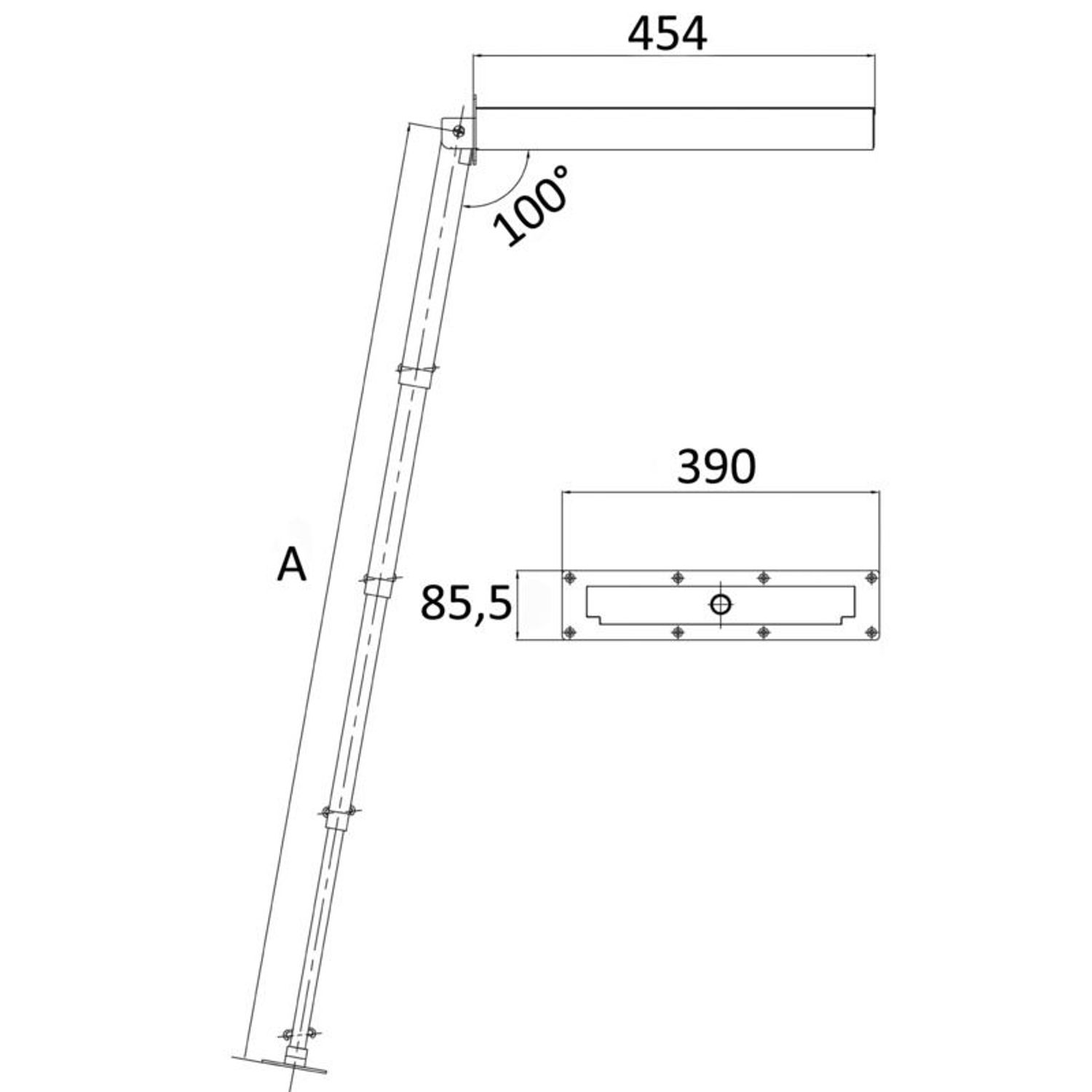 Nedfellbar badestige standard AISI316 3 trinn