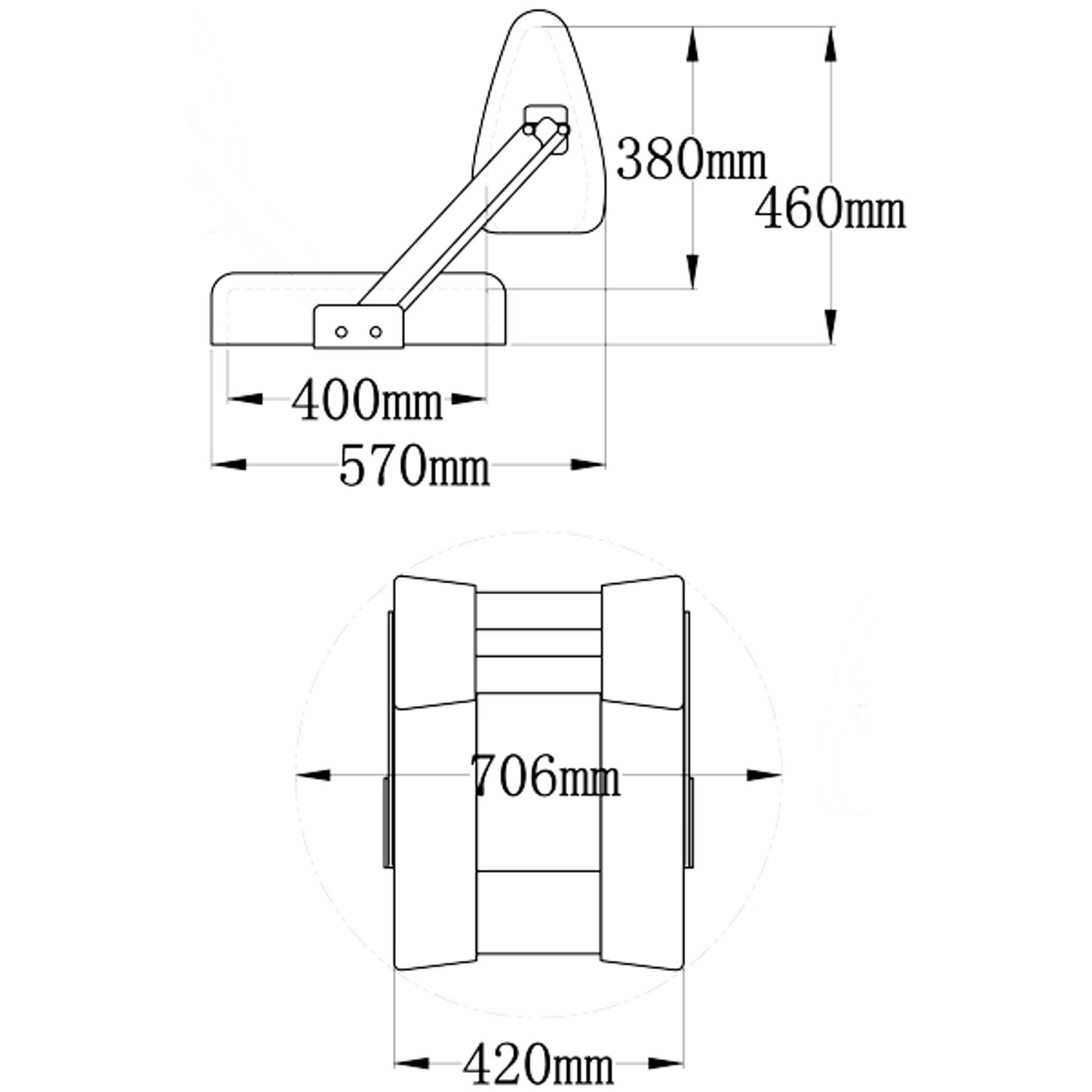 ESM-stol ST45 Lux svart med lysegrå bredde 42 cm