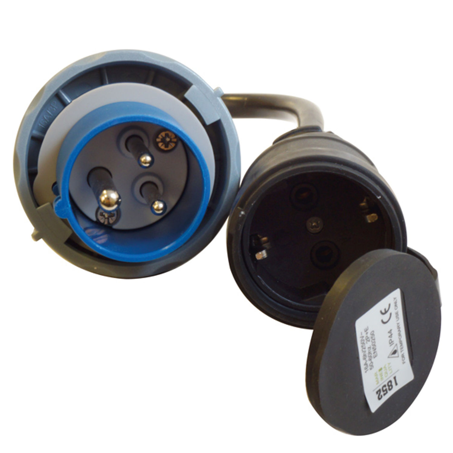 1852 CEE 220V hann IP67 til Schuko hunn - 2,5 mm2 kabel 0,5M