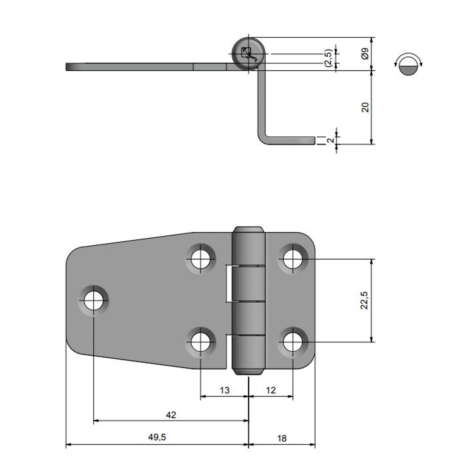 Roca Hengsel, 67.5x37x20mm