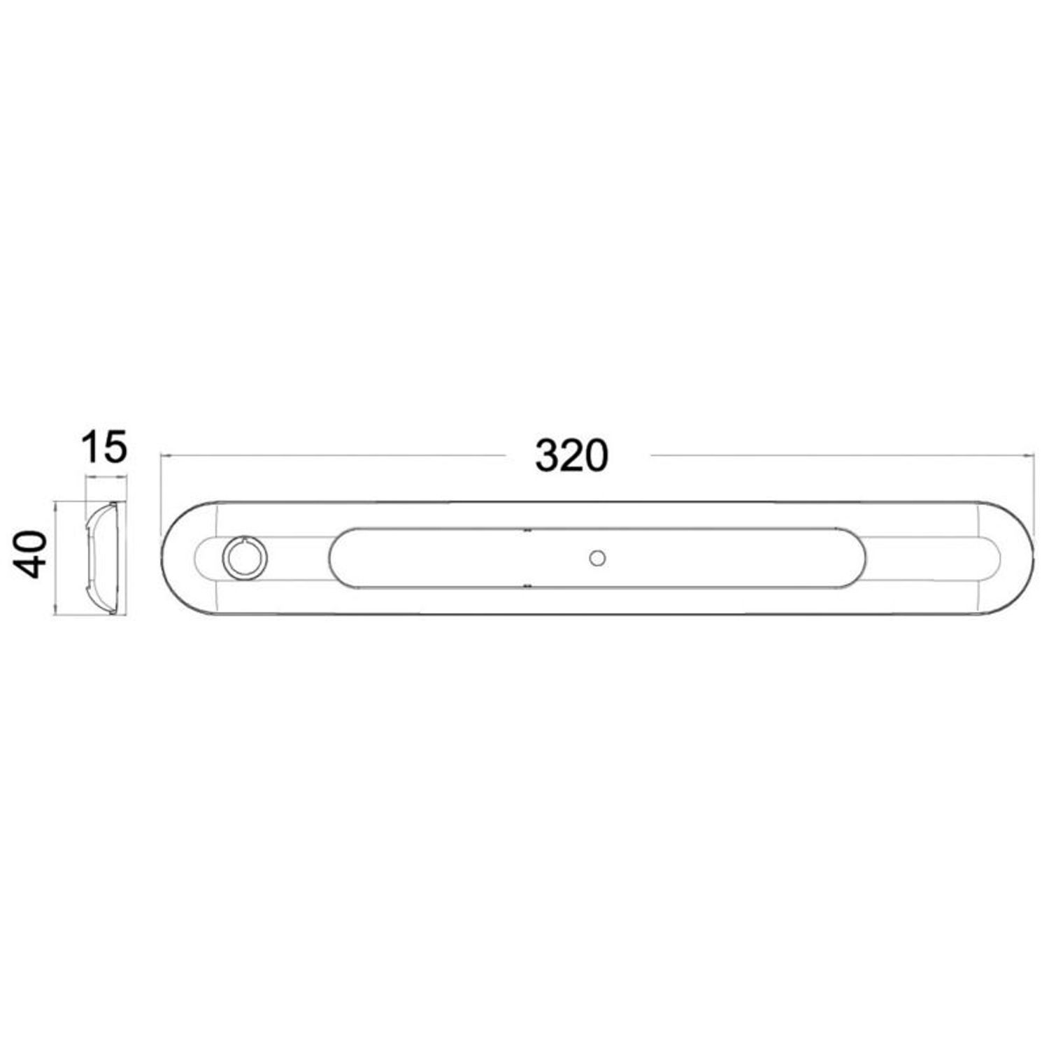 Utanpåliggande LED-lampa, förkromad 310x40x11.5 mm
