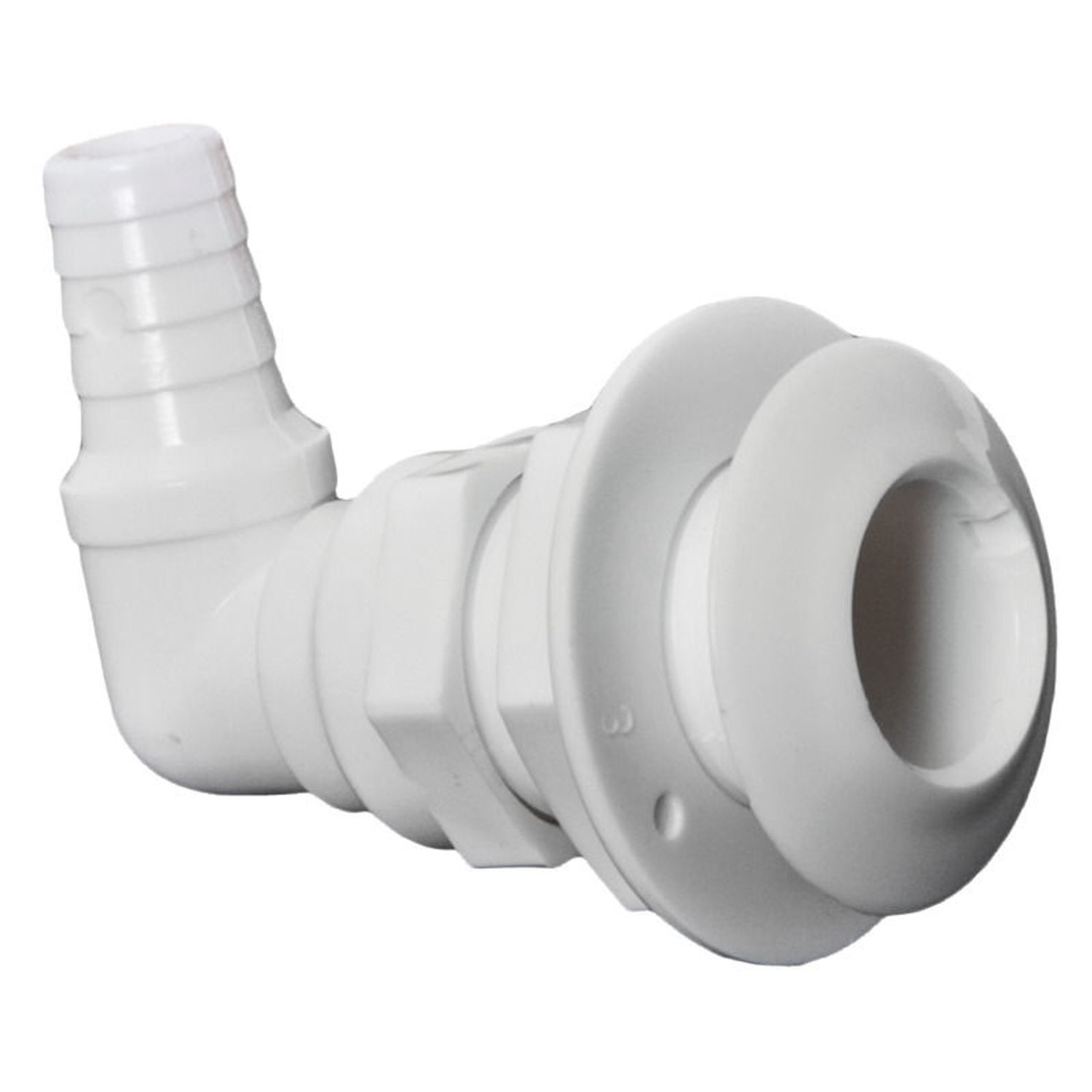 90° bottenventil vit plast 1"1/2 x 38 mm