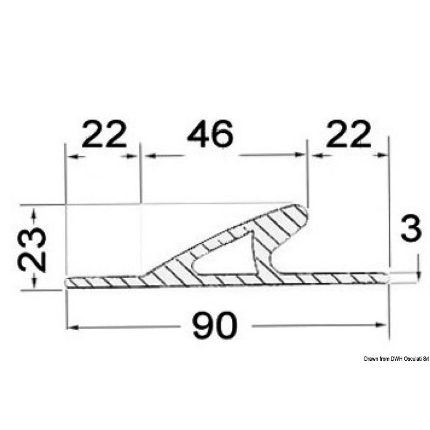 Slitlist 3x90x23 grå RAL 9002