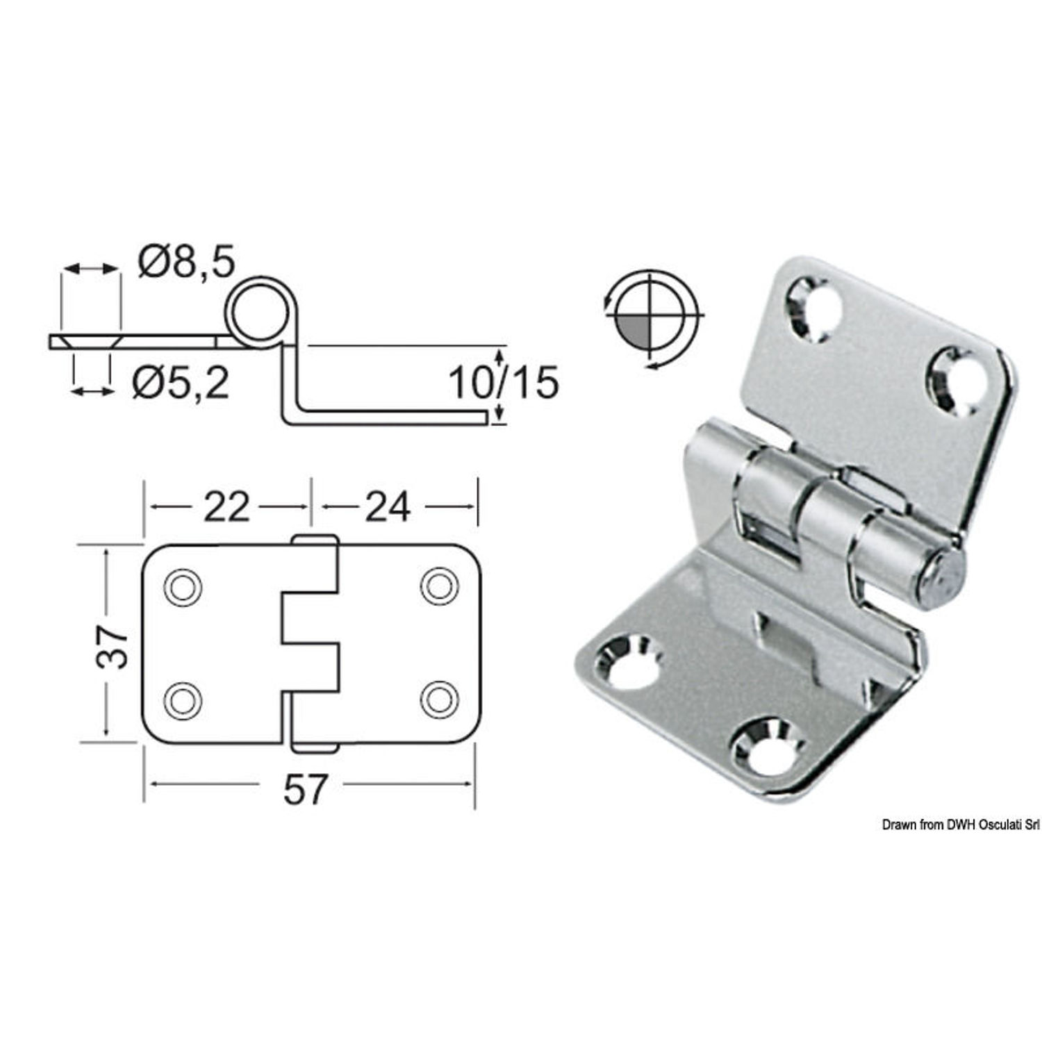Overhengshengsel 57x37x15 mm