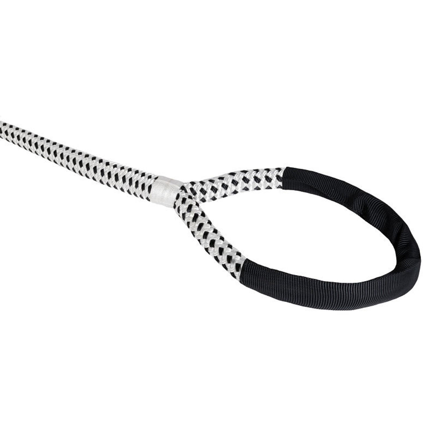 Splitsad förtöjningslina svart/vit med öga och svart skydd 20mm x 12m